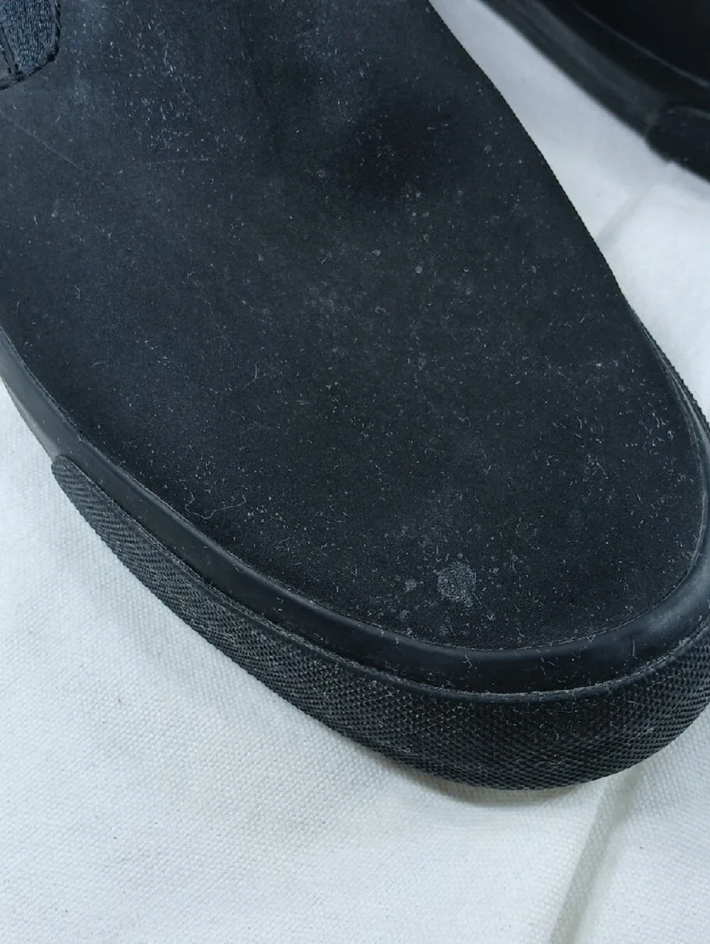 Shoes For Crews Men's Black Slip-On leather Loafers with Red Insole